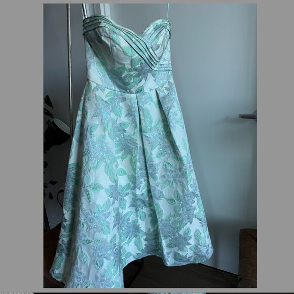 Mint Textured Flowery cocktail midi dress - size 8 - Picture 1 of 6